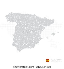 Spain grey map isolated on white background with abstract mesh line and point scales. Vector illustration eps 10