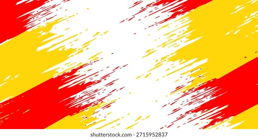 Spanien brüchige Flagge Hintergrund. Spanien Flagge in strukturierten Pinselstrich, patriotisches Konzept für den Nationalfeiertag von Spanien, 12. Oktober. Vektorgrafik