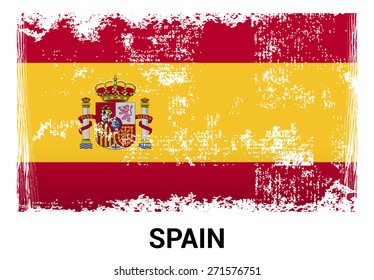 Spain grunge flag isolated vector in official colors and Proportion Correctly. country's name label in bottom