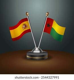 La tabla de España y Guinea Bissau marca la relación con el fondo de gradiente. Ilustración vectorial