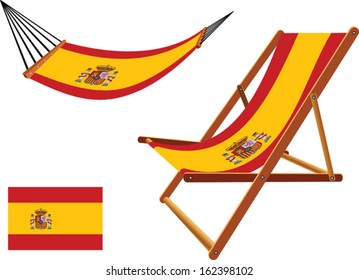 Spain hammock and deck chair set against white background, abstract vector art illustration