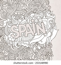 Spain hand lettering and doodles elements background