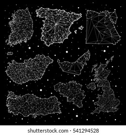 Spain, Hungary, Egypt, Turkey, United Arab Emirates,United Kingdom, Korea, Belgium, constellation maps