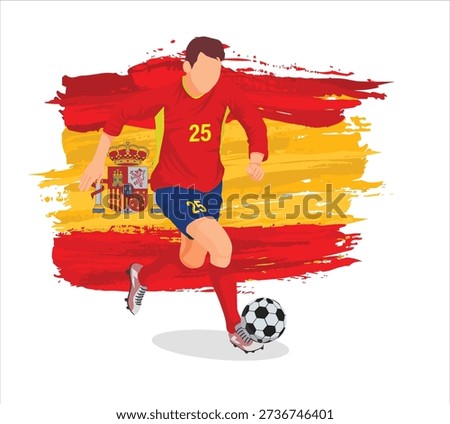 Spain icon logo sign country national flag brush paint man male soccer kick play ball sport football cup league super team fc club goal game arena player person 26 2026 uniform world style art vector