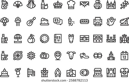 Spain icons High-Quality Vector Icons Collection with Editable Stroke. Ideal for Professional and Creative Projects.