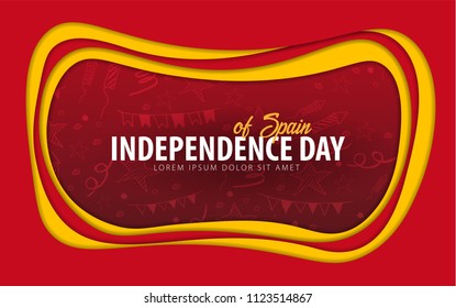 Spain. Independence day greeting card. Paper cut style