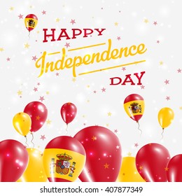 Spain Independence Day Patriotic Design. Balloons in National Colors of the Country. Happy Independence Day Vector Greeting Card.