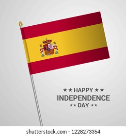 Spain Independence day typographic design with flag vector