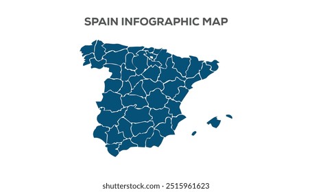 Spain Infographic Map, Very high resolution Spain map, isolated on white background. Infographic, Flat Earth, Globe similar worldmap icon. annual report, Travel worldwide, map silhouette backdrop.