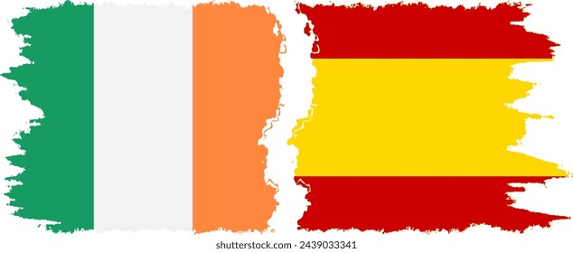 Spain and Ireland grunge flags connection, vector