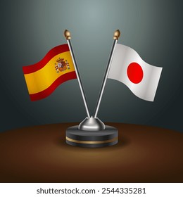 A tabela da Espanha e do Japão sinaliza a relação com o plano de fundo do gradiente. Ilustração de vetor