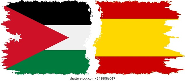España y Jordania conexión de banderas gruesas, vector