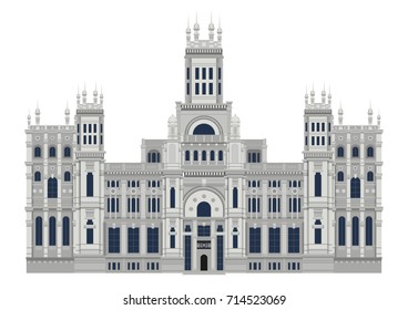 Spain landmarks Palace of Communication isolated on white background vector illustration