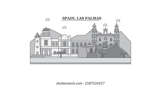 Spain, Las Palmas city skyline isolated vector illustration, icons