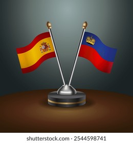 Tabela de Espanha e Liechtenstein sinaliza relação com fundo de gradiente. Ilustração de vetor