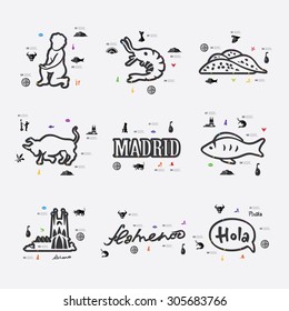 Spain line infographic illustration. Fully editable vector file