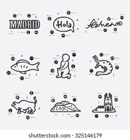 Spain line infographic illustration. Fully editable vector file
