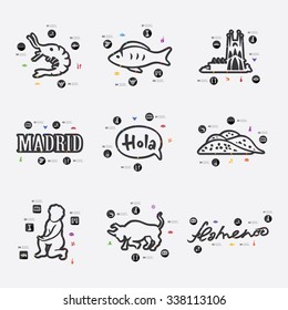 Spain line infographic illustration. Fully editable vector file