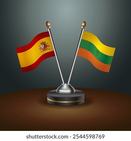 A Espanha e a Lituânia sinalizam a relação com o plano de fundo do gradiente. Ilustração de vetor