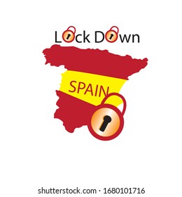 Spain lockdown to prevent coronavirus epidemic or outbreak. Covid 19. Spain precaution to lock down disease infection