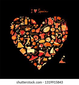 Spain love, art heart shape. Sketch for your design