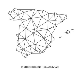 Spain low poly origami style map. Geometric map simple abstract tech style.