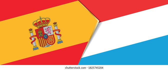 Spain and Luxembourg flags, two vector flags symbol of relationship or confrontation.