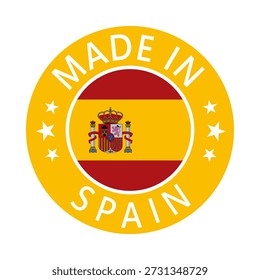 Espanha Made in Stamp in circle with flag Modelo de vetor no fundo branco