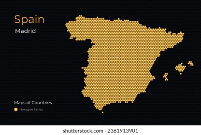 Spain, Madrid. Creative vector map. Maps of Countries, Western Europe, Hexagon Series.