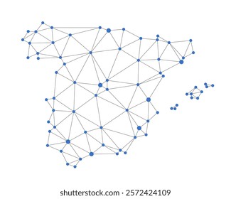 Spain map. Abstract geometric map - connection dots mesh lines.