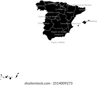 PAIN MAP com as suas divisões administrativas e regiões