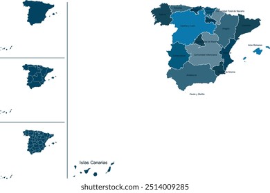 PAIN MAP com as suas divisões administrativas e regiões