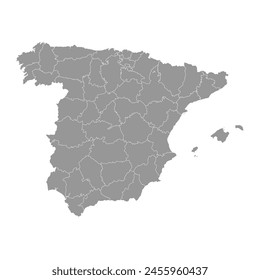 Spain map with administrative divisions. Vector illustration.