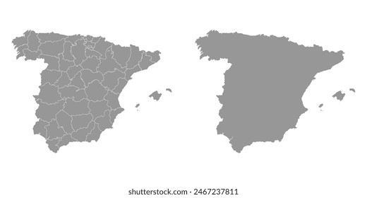 Mapa de España con divisiones administrativas. Ilustración vectorial.