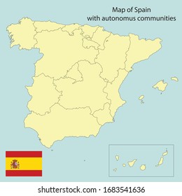 spain map with autonomus communities, vector illustration