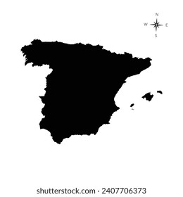 MAPA DE ESPAÑA MAPA DE ESPAÑA DE ÁFRICA NEGRA CON COMPASO