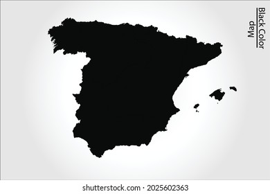 Spain map black Color on Backgound 