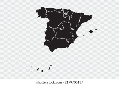 Spain Map black Color on White Backgound quality files Png 