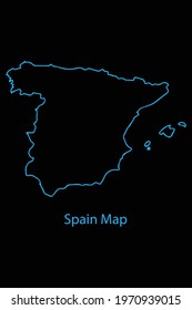 Spain map of black contour curves of vector illustration