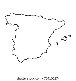 Spain Map Of Black Contour Curves Of Vector Illustration