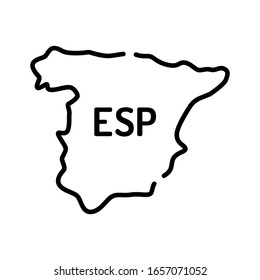 Spain map black line icon. Border of the country. Pictogram for web page, mobile app, promo. UI UX GUI design element. Editable stroke.
