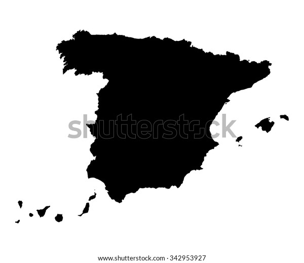 Spain Map Black On White Background Stock Vector (Royalty Free