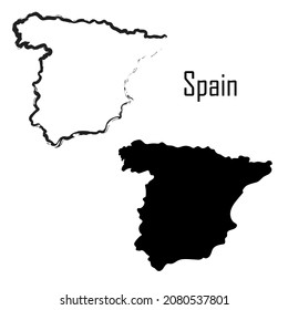 spain map black and white vector illustration. map black and white vector illustration.
