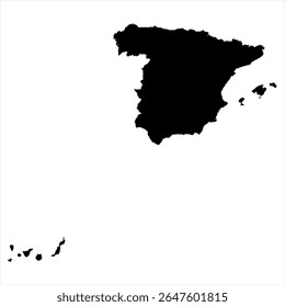 Spain Map - black World Map International vector template with High detailed isolated on white background - Vector