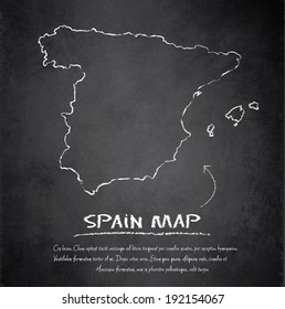 Spain map blackboard chalkboard vector