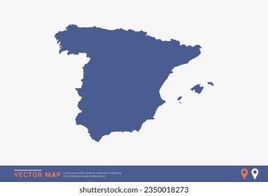 Mapa de España - estilo abstracto azul aislado en fondo blanco para infografía, vector de diseño.