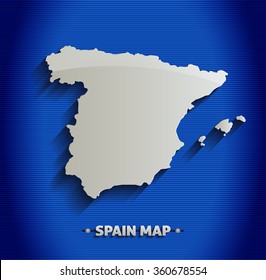 Spain map blue line 3D vector