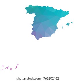 spain map. Blue and Pink polygonal shape vector illustration on white background. Vector illustration eps 10.