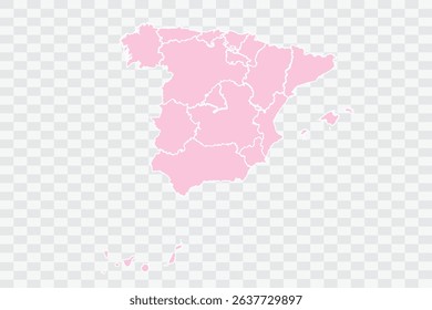 Spain Map Blush Color on White Background quality files Png