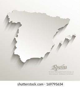 Spain map card paper 3D natural vector